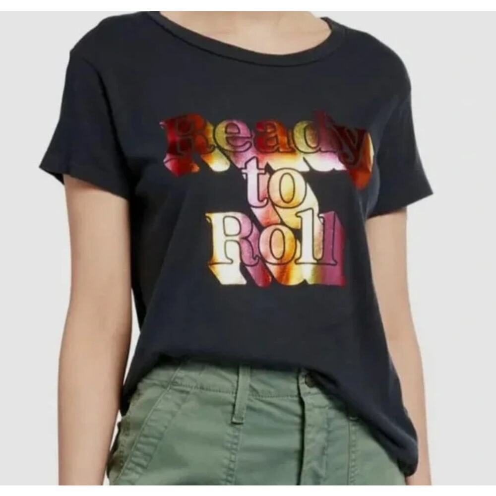 Mother Faded Black Ready To Roll Pink Orange Boxy Tee Sz XS